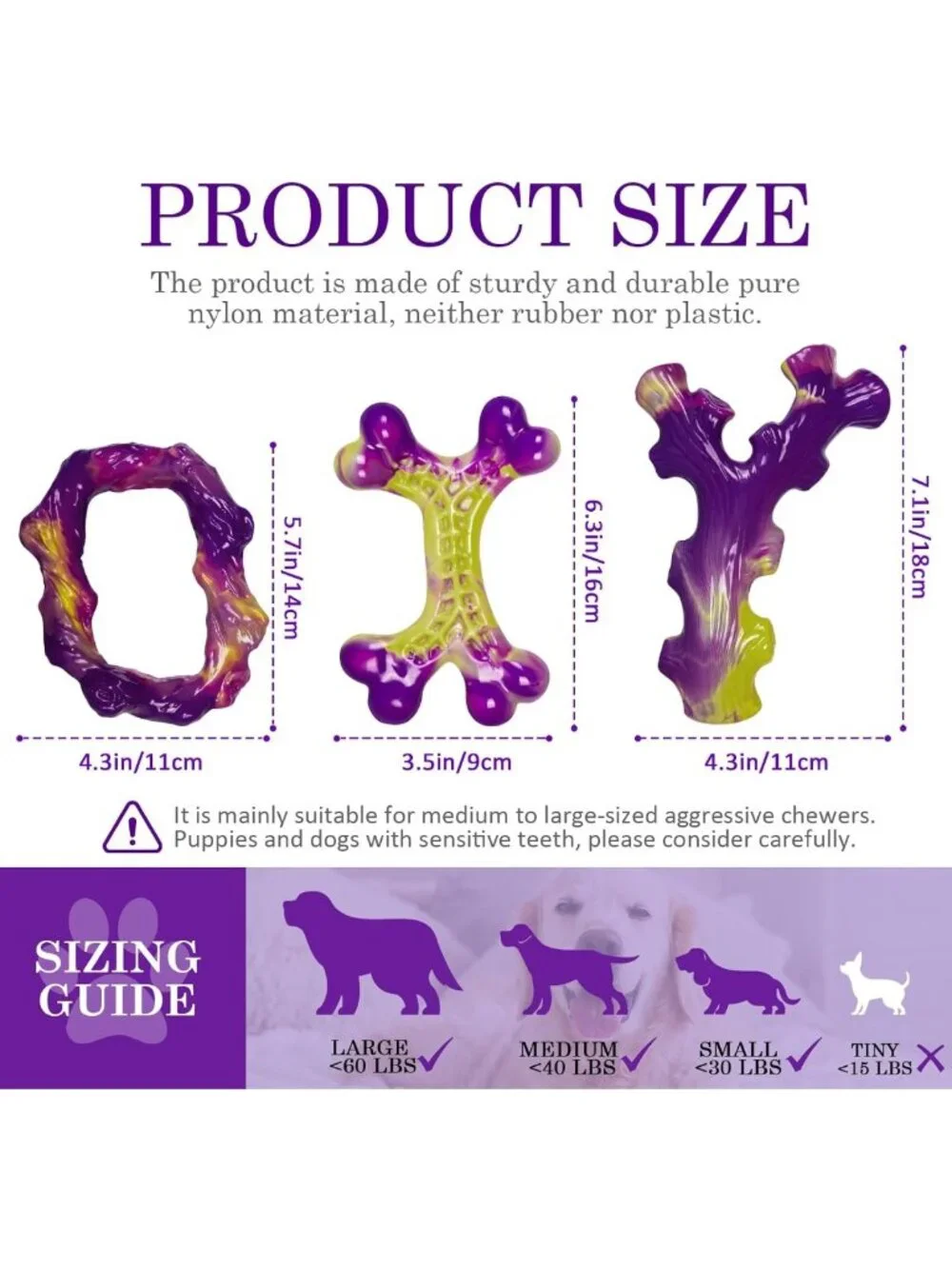 Durable Indestructible Dog Toys for Aggressive Chewers - 3 Pack for Large Breeds